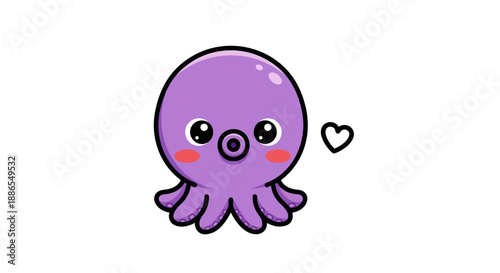 Cartoon octopus illustration on white background