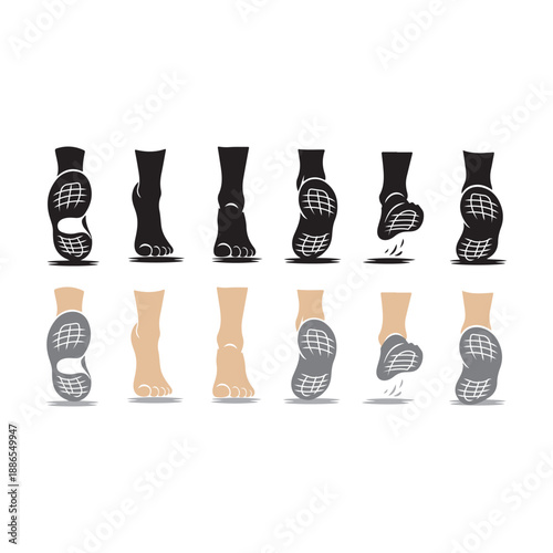  Foot Movement Sequence Illustrating Walking and Running Biomechanics