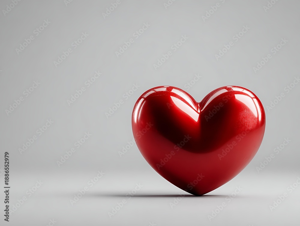 Fototapeta premium Single red heart on gray background