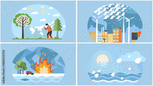 Illustrating climate change impacts weather events and environmental consequences