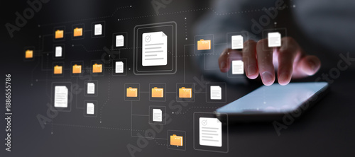 Billede på lærred Digital Information Management with Structured Files and Documents