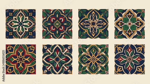 Collection of Eight Intricate Geometric Mandala Patterns.