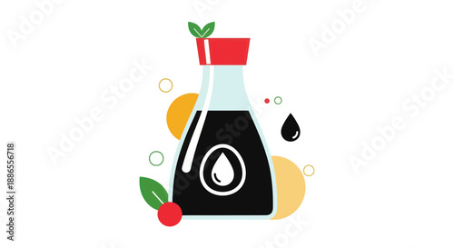 Cartoon panda drinking beverage on orange