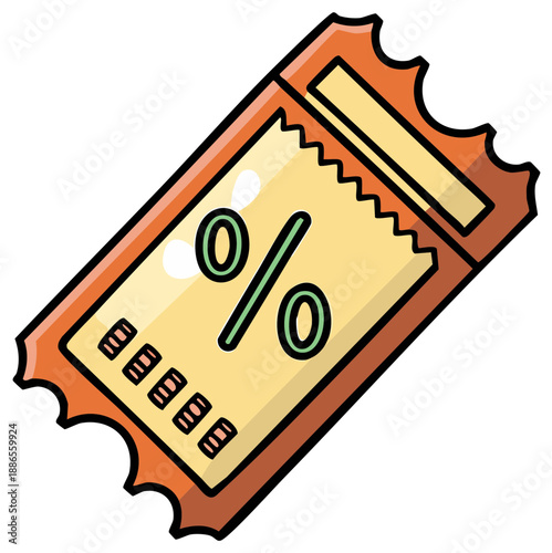 Cartoon Style Discount Coupon Showing Percentage Value Special Offer