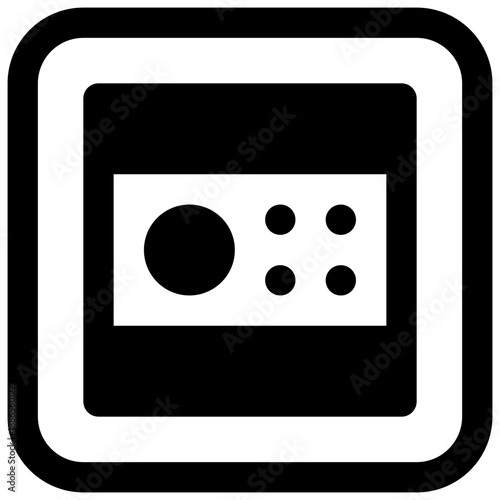 Safe deposit box. Outlined stroke vector icon with black-filled details.