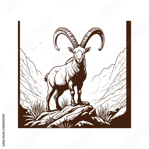 Majestic mountain goat standing on rocky outcrop