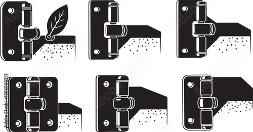Door Hinge Illustrations in Various Installation Positions Shown