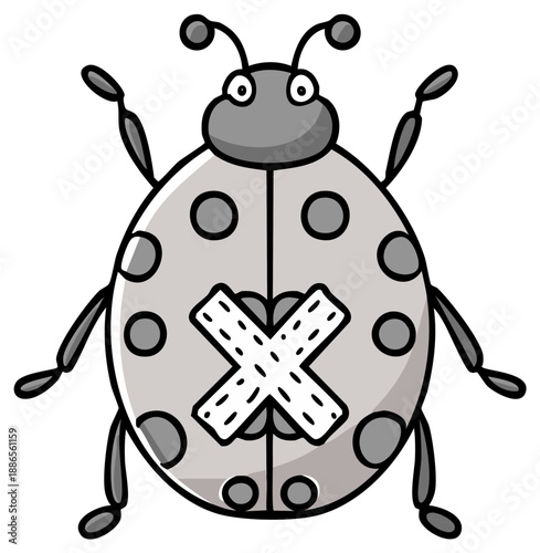 Cartoon Ladybug with Bandage Insect Illustration