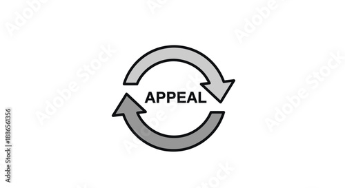 Circular Appeal Icon with Arrows and Text.