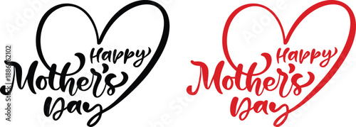 Mother’s Day Typography icon set. Text Design with floral Lettering and Mother Love Symbols.