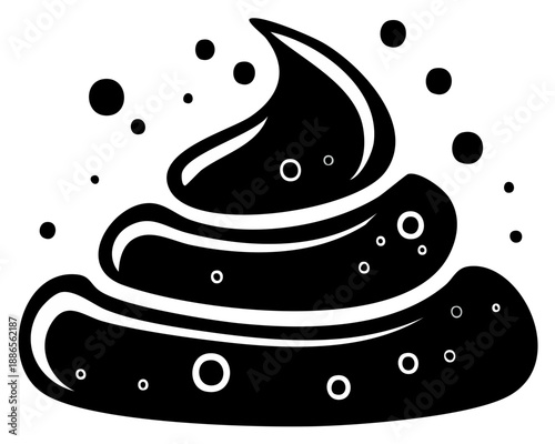 Cartoon depiction of a stylized pile of excrement with bubbles and rounded form on white.