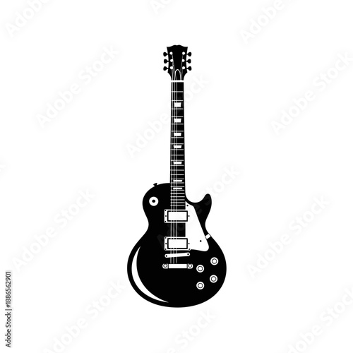 Silhouette of an Electric Guitar Rock Music Instrument Icon Vector Illustration Isolated on White