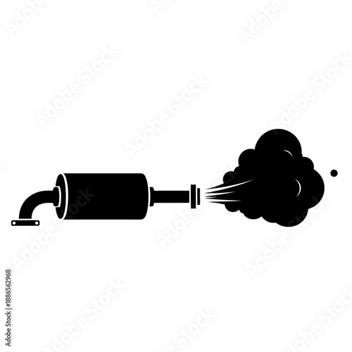 Silhouette of an Exhaust Pipe Car Muffler Auto Part Icon Vector Illustration Isolated on White