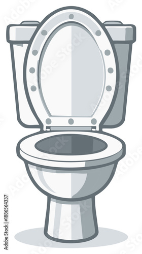Illustration of ceramic toilet with open seat simple hygienic appliance