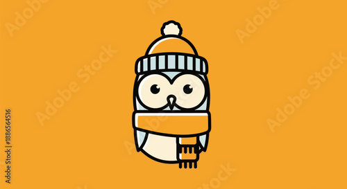 Cartoon owl wearing hat and scarf