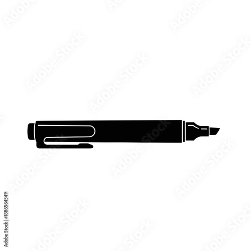 Marker Pen Felt Tip Silhouette Drawing Tool Vector Icon Isolated on White Background Office Stationery