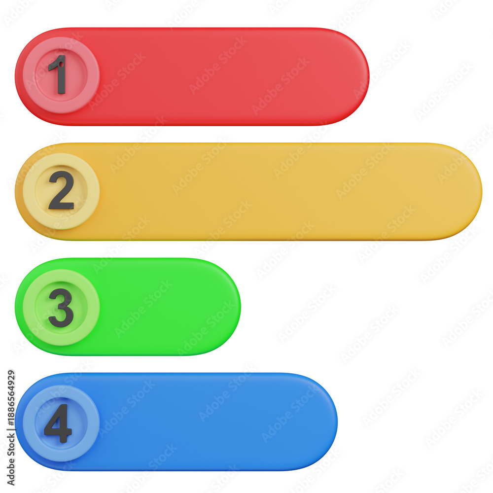 Obraz premium 3D Numbered Horizontal GRADES Bars for Process or List Presentation icon 