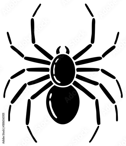 Creepy crawly arachnid illustration, isolated spider silhouette with long legs, perfect for Halloween designs