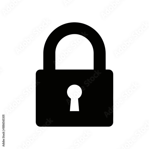 Security Padlock Silhouette Hardware Lock Vector Icon Isolated on White Background Protection Symbol