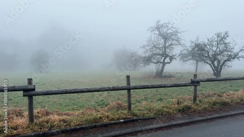 Dense Morning Fog Over a Quiet Landscape