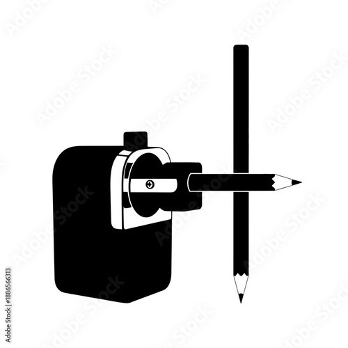 Pencil Sharpener Silhouette School Tool Vector Icon Isolated on White Background Stationery Office