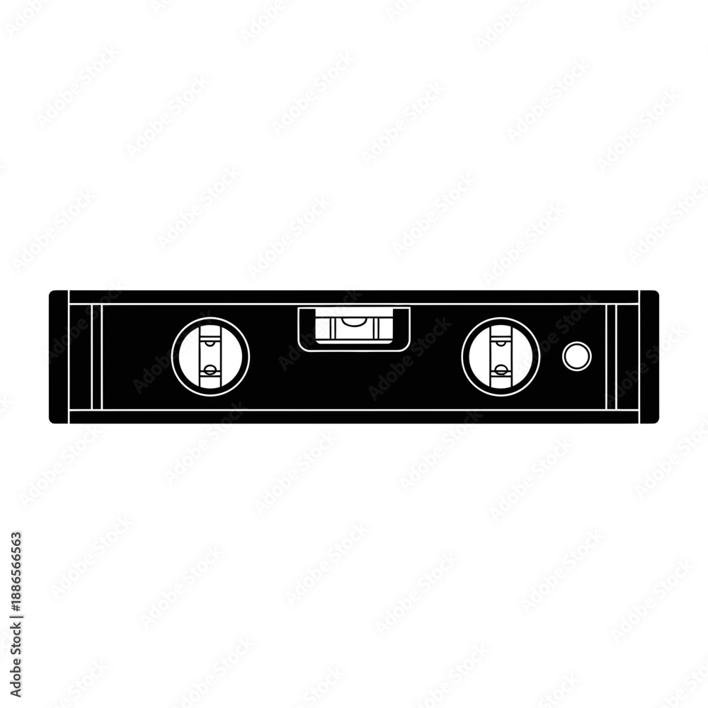 Fototapeta premium Spirit Level Construction Tool Silhouette Builder Vector Icon Isolated on White Background Measure