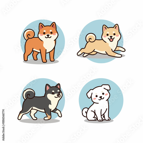 Cute Shiba Inu Dog Breeds Playing Outside