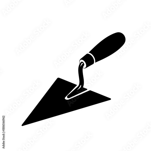 Masonry Trowel Silhouette Cement Tool Vector Icon Isolated on White Background Construction Build