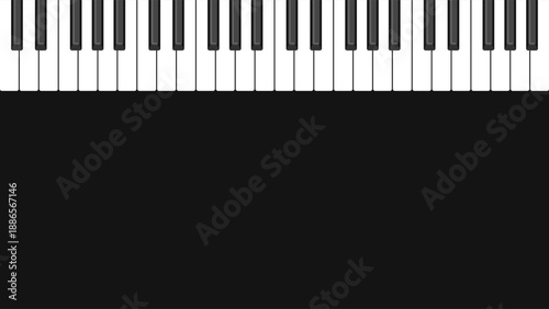 Piano Keyboard Banner Template With Black And White Keys In Horizontal Minimal Design