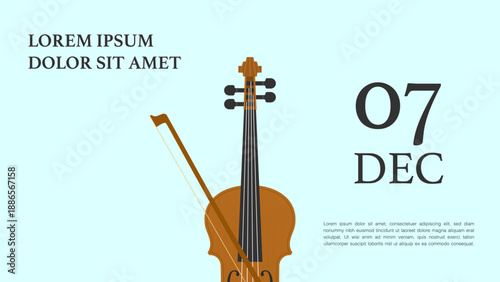 Violin Concert Flyer Template With Blue Background And Elegant Date Typography Layout
