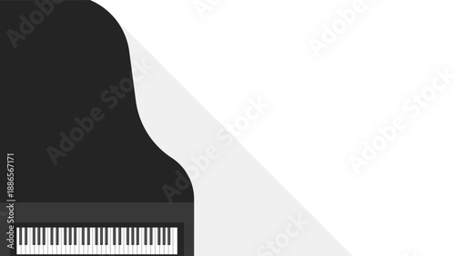 Minimal Piano Corner Banner Template With Keyboard Strip And Large White Copyspace