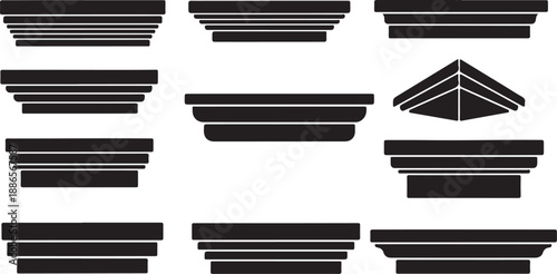 Collection of black architectural molding and trim designs