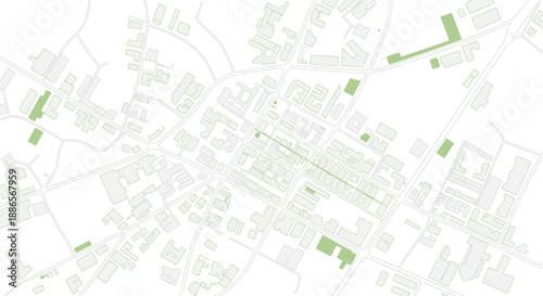 Urban City Plan Map with Green Building Zones