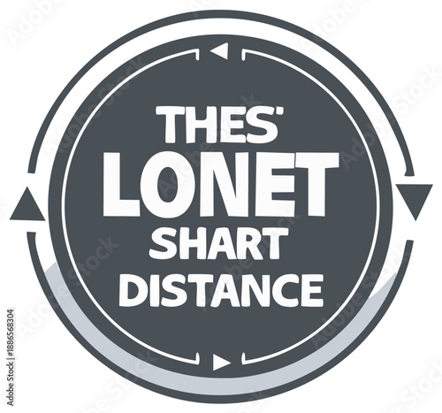 The shortest distance symbol circle with arrows illustrating route and destination concept icon