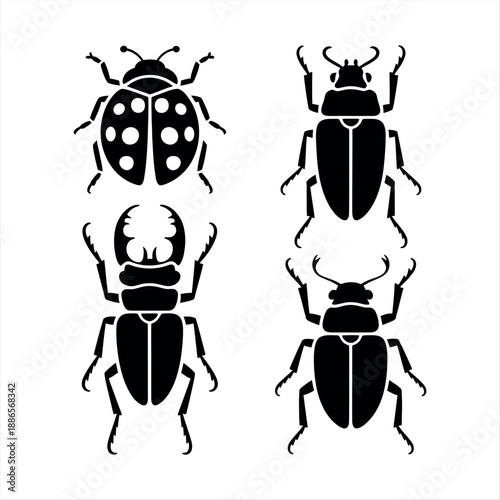 Various silhouettes of insects Vector