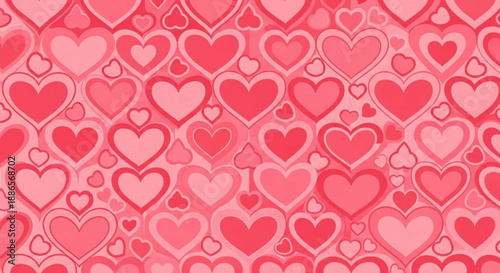 Valentine's day background with pink and red hearts pattern