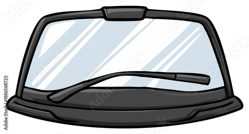 Cartoon Car Windshield and Wiper Illustration Vehicle Front Automobile Auto