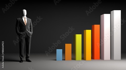 Abstract Business Chart Graphic Showcasing Success Secrets through Rising Graphs and Corporate Competitive Advantage Elements