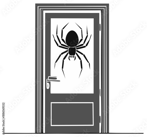 Spider on door transparent spooky Halloween design element insect arachnid fear fright horror