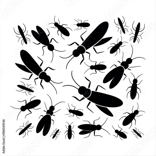 Swarm of flying insects Vector