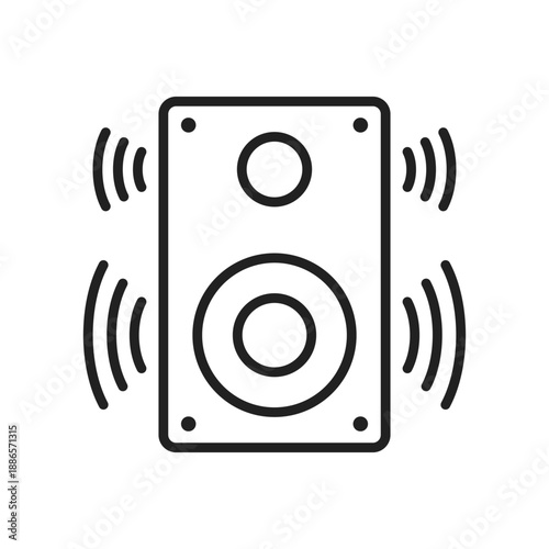 Speaker sound system icon in flat linear and outline style. Loudspeaker vector illustration on isolated background. Music subwoofer sign business concept.
