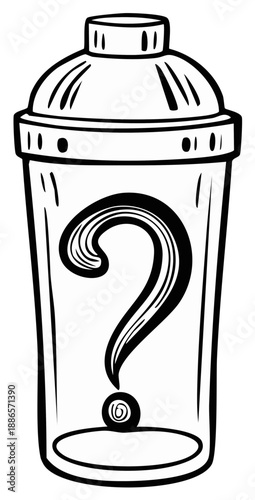 Question Mark Inside a Shaker Illustration Symbol of Uncertainty