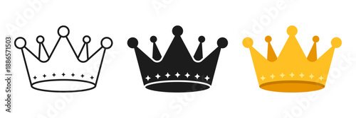 Royal luxury crown icon set collection in flat style. Queen tiara vector illustration on isolated background. King coronet sign business concept.