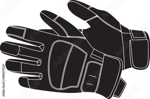 Black and white glove outline with detailed stitching