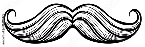 Detailed Mustache Drawing Black and White Illustration for Masculine Themes