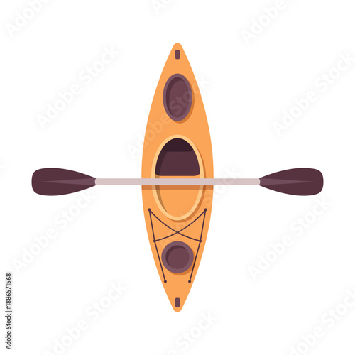 Canoe with paddle icon in flat style. Kayak boat vector illustration on isolated background. Rafting sign business concept.