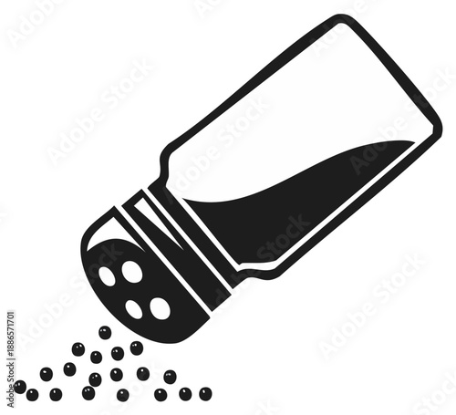 Salt Shaker Silhouette: Spilling Seasoning Vector Illustration