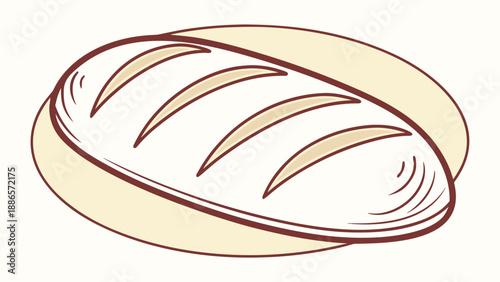 Loaf of Bread with Scoring on White Background baking