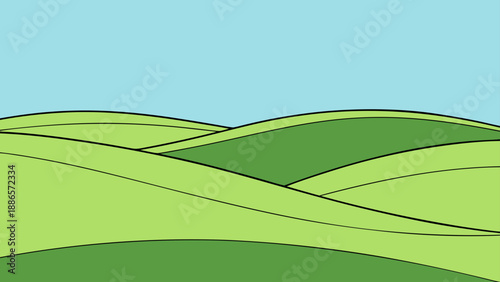 Rolling Green Hills Under A Blue Sky landscape nature