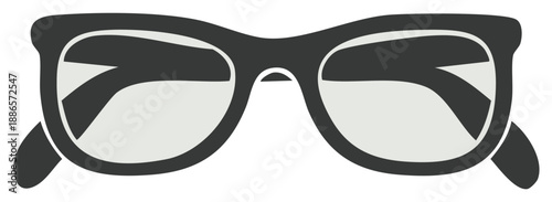 Stylish black hipster glasses with clear lenses, isolated on a white background.
